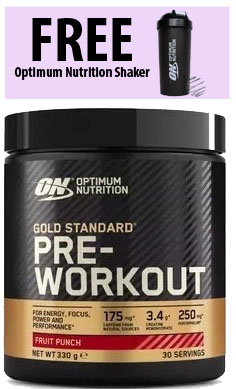 optimum nutrition gold standard preworkout free shaker