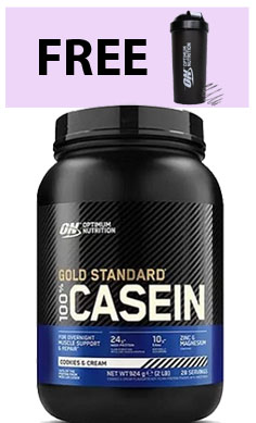optimum nutrition casein Protein gold standard free shaker