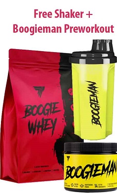trec nutrition boogie whey free shaker boogieman pre
