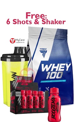 Trec Nutrition whey 100 free shaker boogieman shots
