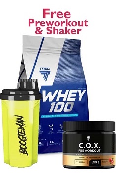 Trec Nutrition whey 100 free shaker preworkout