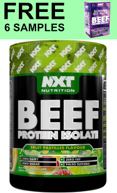 nxt nutrition beef protein isolate 500g + 6 pack