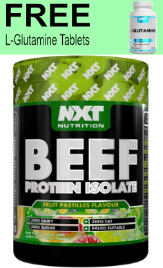 nxt nutrition beef protein isolate 500g + L-Glutamine tabs