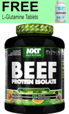 nxt nutrition beef protein isolate + free L-Glutamine tabs