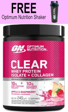 Optimum Nutrition Clear whey protein isolate + collagen free shaker